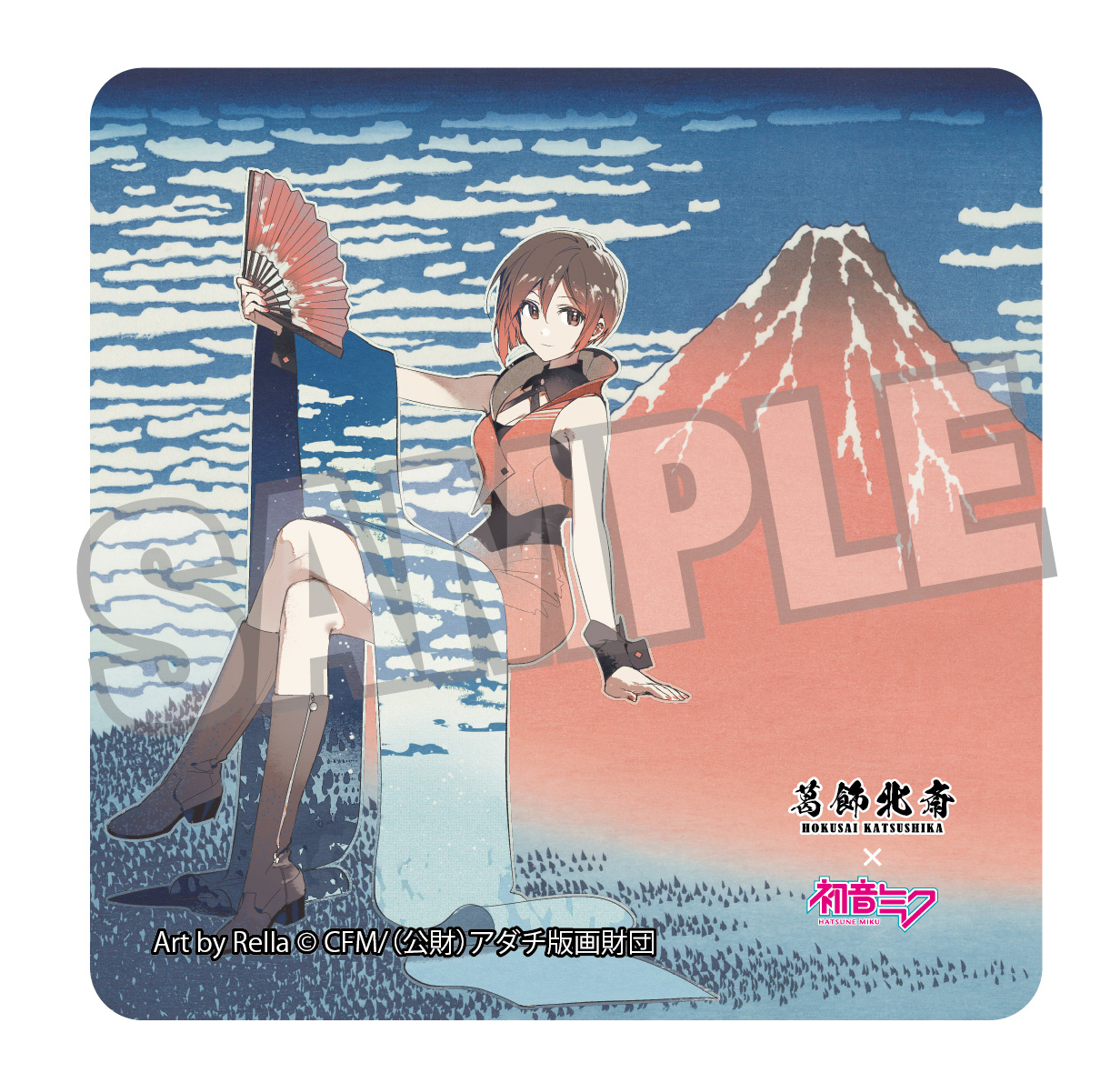 Hokusai Katsushika x Hatsune Miku Rella Sticker MEIKO Fine Wind, Clear Morning