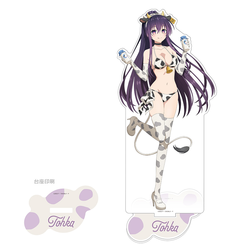 "Date A Live V" Original Illustration Extra Large Acrylic Stand Yatogami Tohka / Cow Pattern Swimwear