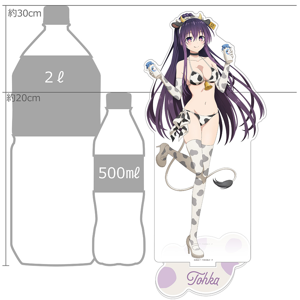 "Date A Live V" Original Illustration Extra Large Acrylic Stand Yatogami Tohka / Cow Pattern Swimwear