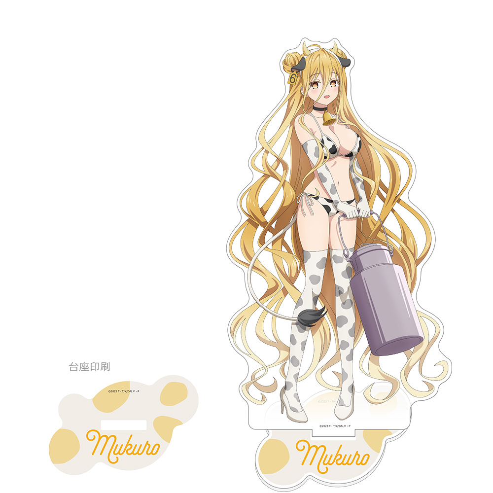 "Date A Live V" Original Illustration Extra Large Acrylic Stand Hoshimiya Mukuro / Cow Pattern Swimwear