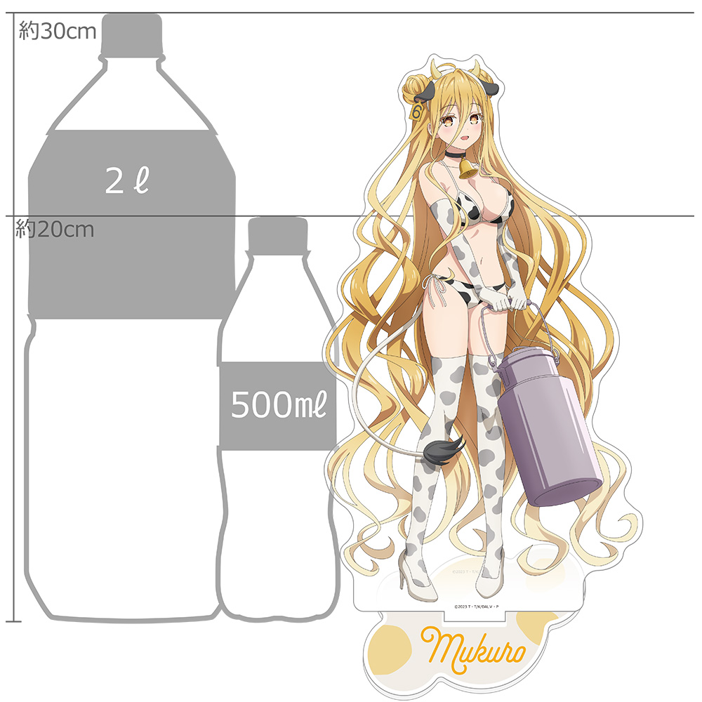 "Date A Live V" Original Illustration Extra Large Acrylic Stand Hoshimiya Mukuro / Cow Pattern Swimwear