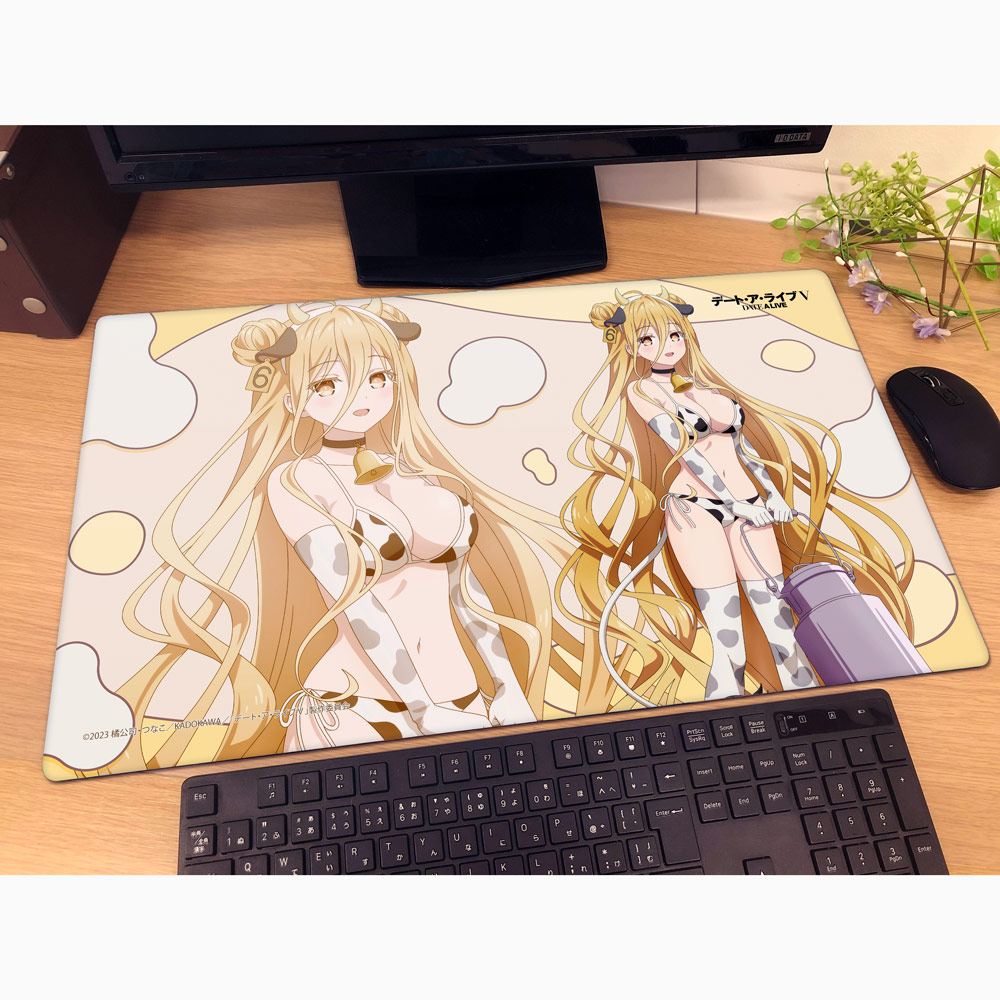 "Date A Live V" Original Illustration Rubber Mat Hoshimiya Mukuro / Cow Pattern Swimwear