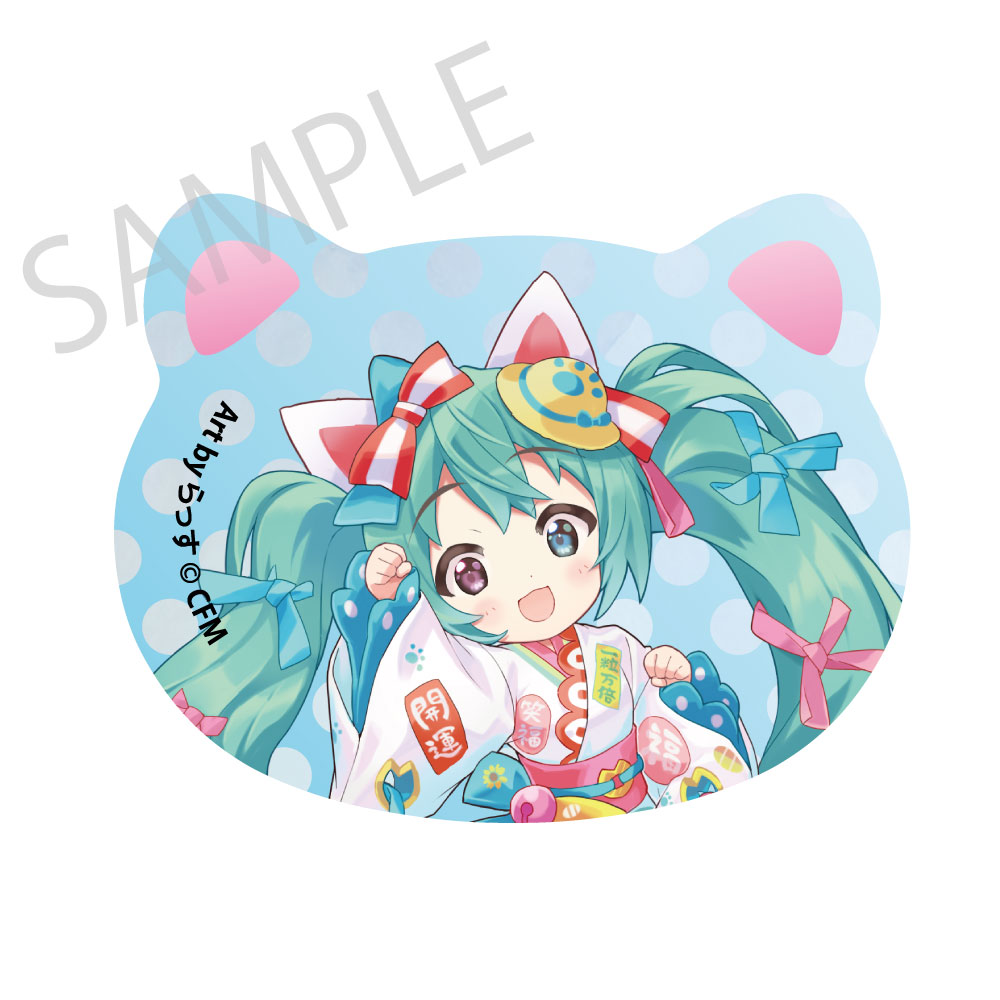 Hatsune Miku x Maneki-neko x Midsummer in Kumagaya Cat Type Can Badge Hatsune Miku White Cat 2 Art by Rassu