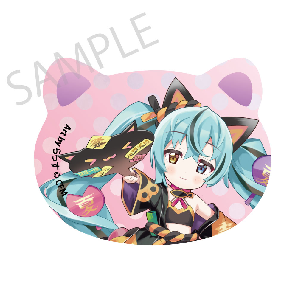 Hatsune Miku x Maneki-neko x Midsummer in Kumagaya Cat Type Can Badge Hatsune Miku Black Cat 1 Art by Rassu