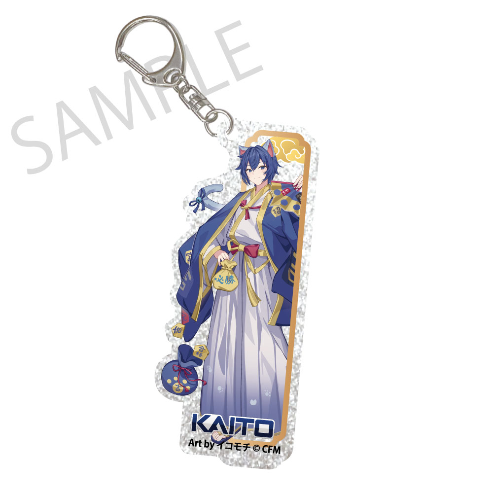 Hatsune Miku x Maneki-neko x Midsummer in Kumagaya Silver Background Acrylic Key Chain KAITO Art by Icomochi
