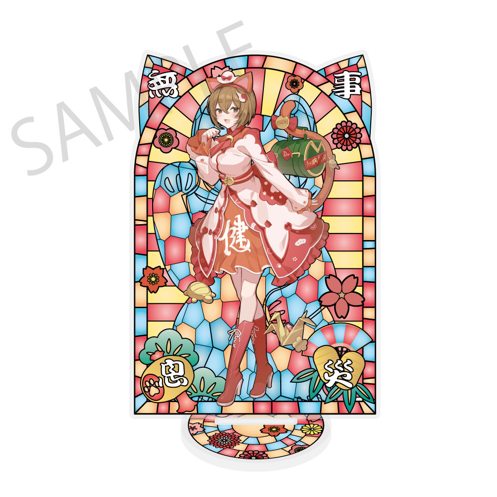 Hatsune Miku x Maneki-neko x Midsummer in Kumagaya Stained Glass Style Material Processing Acrylic Stand MEIKO Art by Icomochi