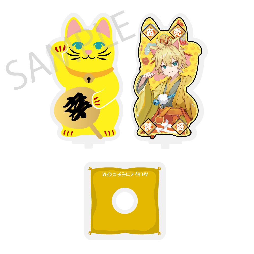 Hatsune Miku x Maneki-neko x Midsummer in Kumagaya Rotating Die-cut Acrylic Stand Kagamine Len Art by Icomochi