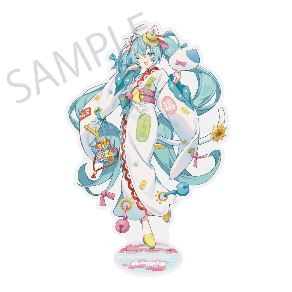 Hatsune Miku x Maneki-neko x Midsummer in Kumagaya Die-cut Big Acrylic Stand Hatsune Miku White Art by Icomochi