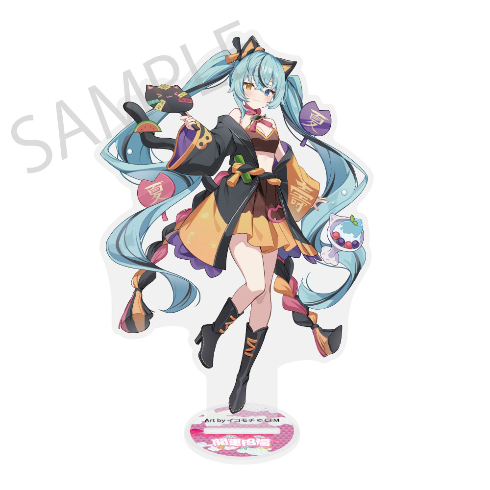 Hatsune Miku x Maneki-neko x Midsummer in Kumagaya Die-cut Big Acrylic Stand Hatsune Miku Black Art by Icomochi