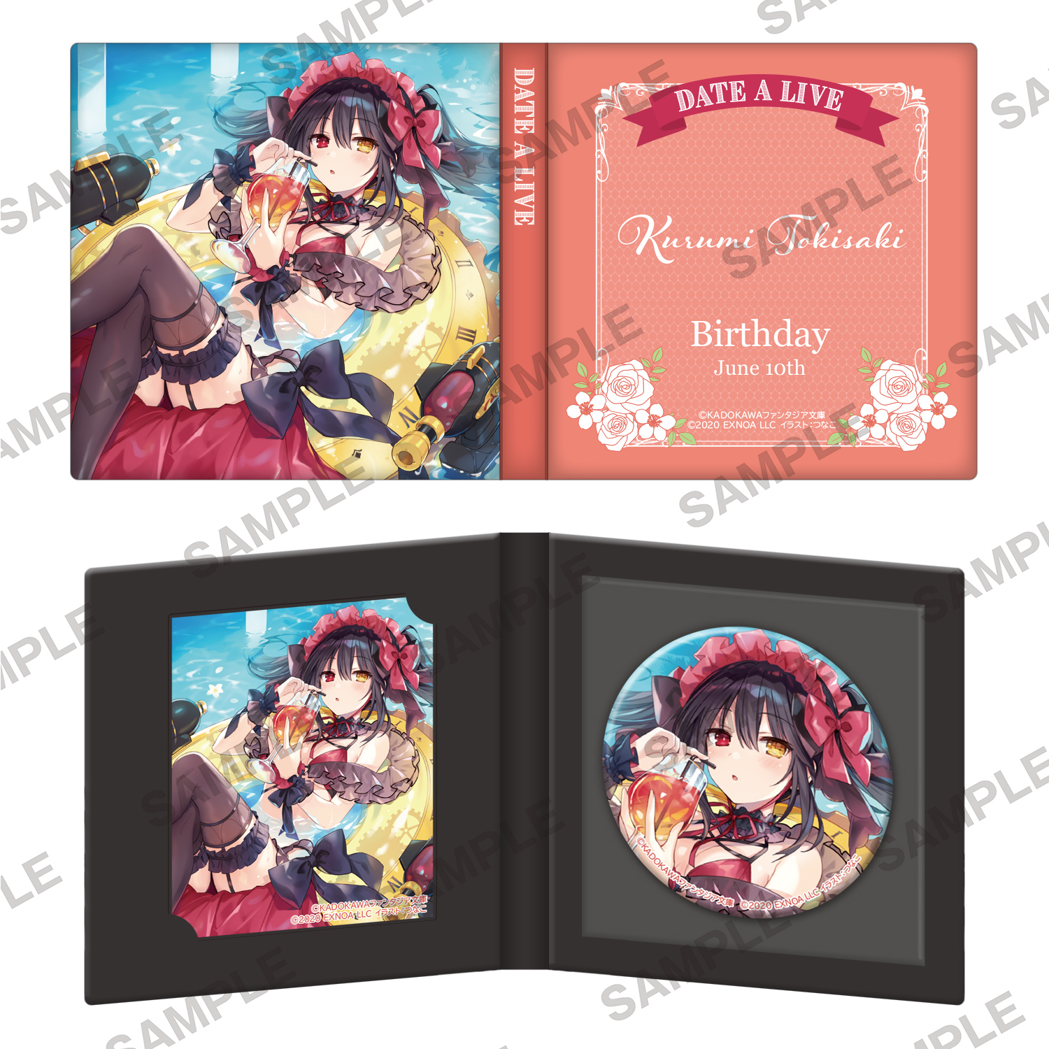 "Date A Live" Kurumi Birthday 2026 Can Badge & Acrylic Card Set