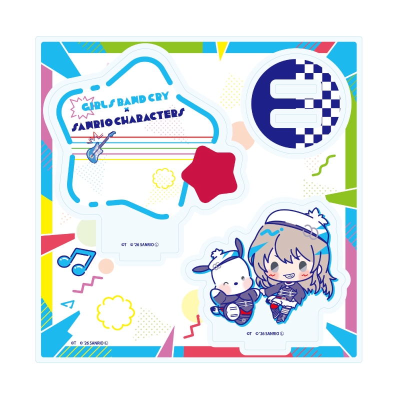 Acrylic Stand Plate "Girls Band Cry" x Sanrio Characters 02 Kawaragi Momoka x Pochacco (Collaboration Illustration)
