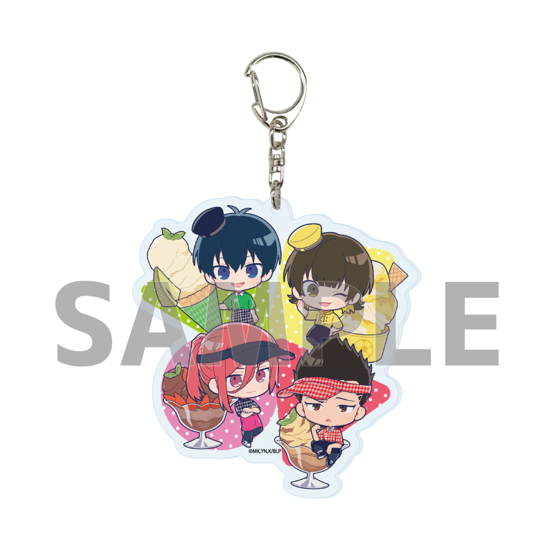Deka Acrylic Key Chain "Blue Lock" 13 Isagi Yoichi & Bachira Meguru & Chigiri Hyoma & Barou Shouei Ice Cream Ver. (Mini Character Illustration)