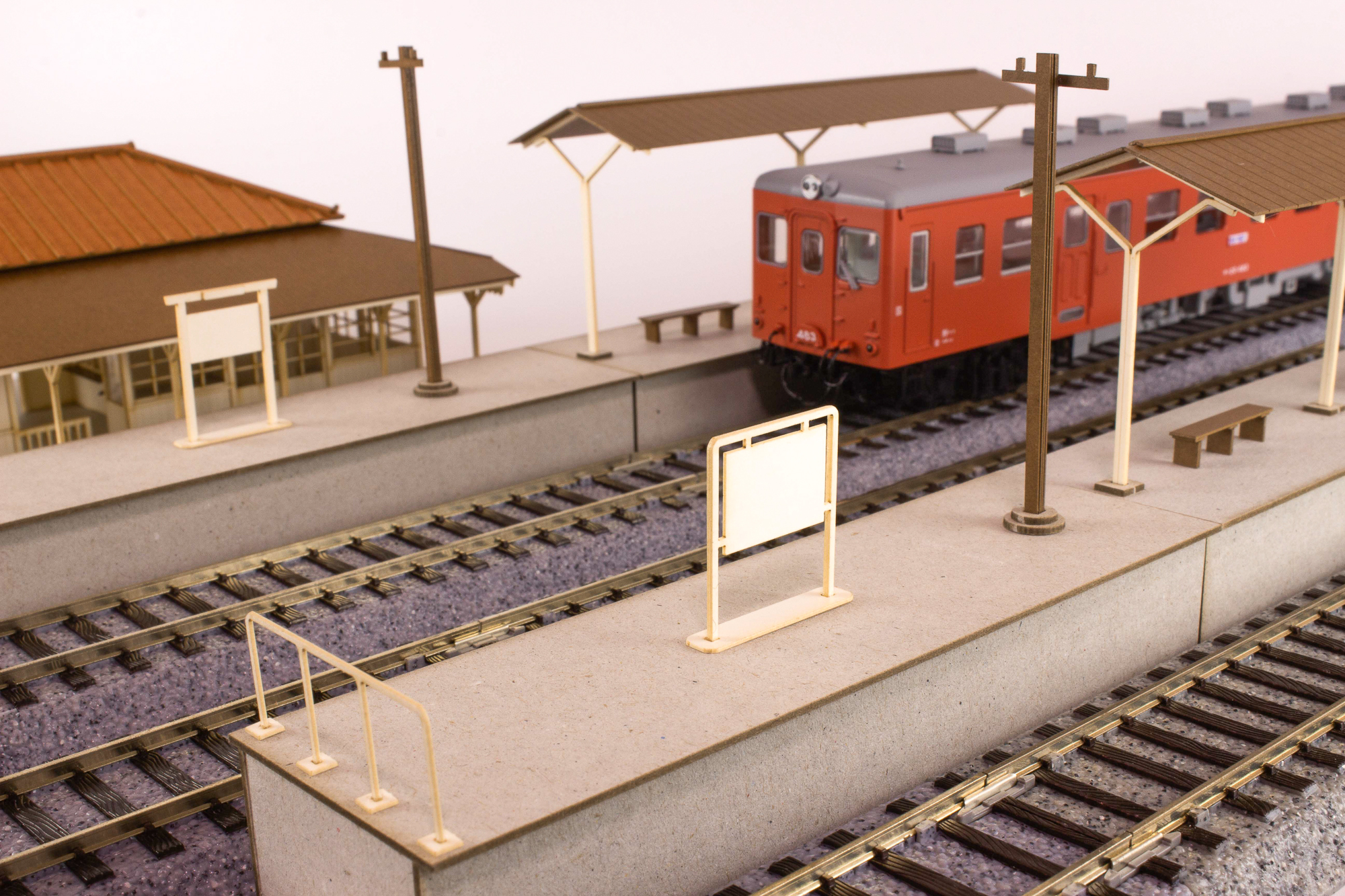 1/80 Scale Paper Kit Town Corner Accessory Series Local Type Island Platform Extension Set A (Telephone Pole & Station Name Plate)