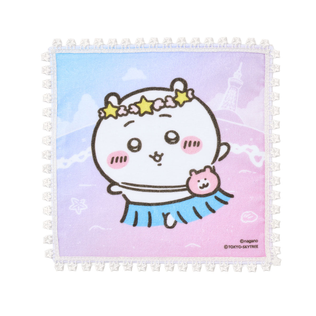 [Pre-order] Chiikawa Movie Chiikawa☆Starry Skytree(R) and Secret Island Lace-trimmed Mini Towel - Chiikawa