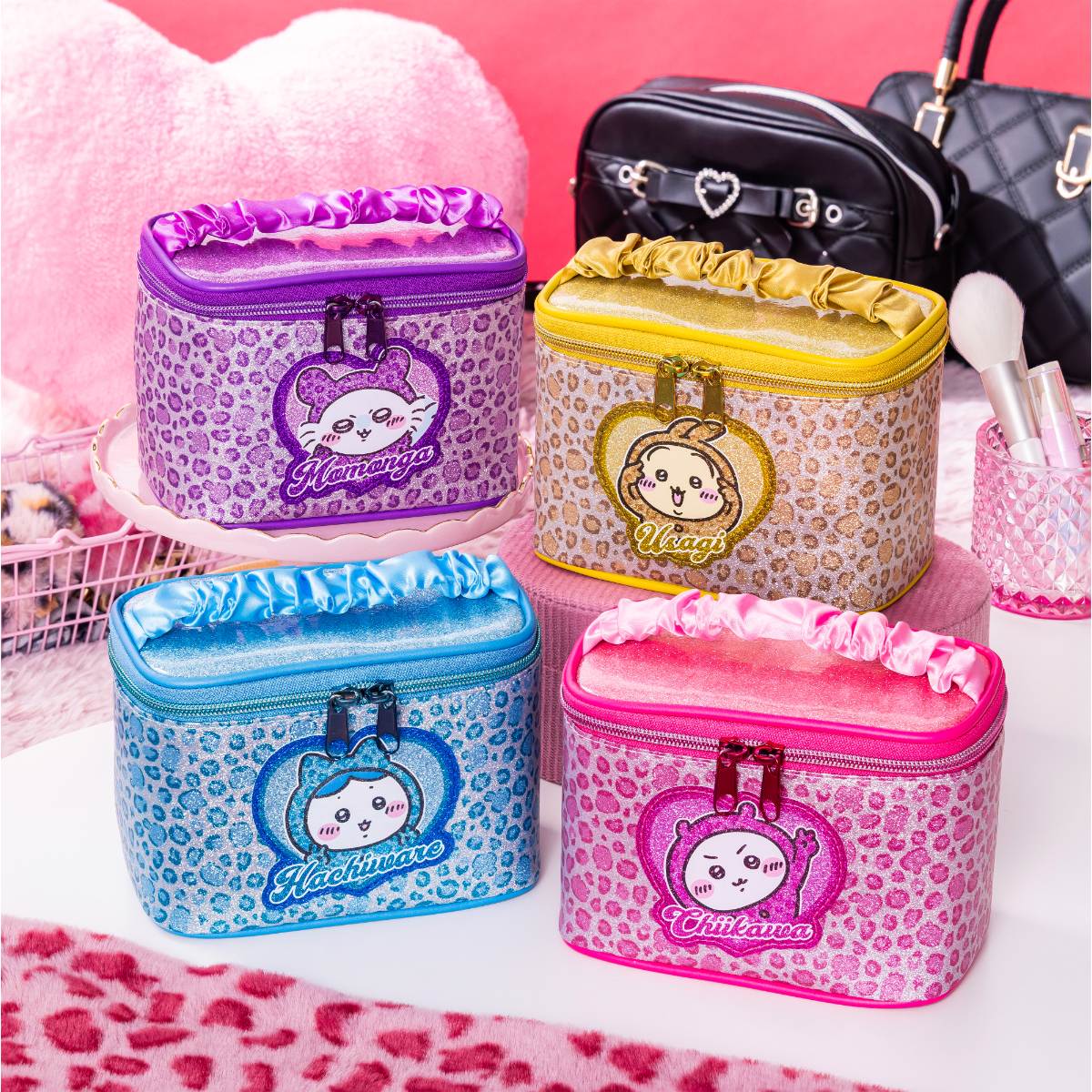 [Pre-order] Chiikawa Leopard Print Vanity Pouch - Hachiware
