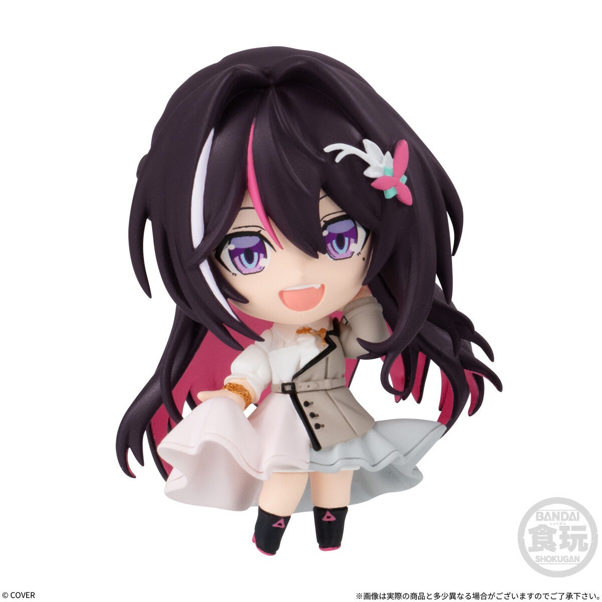 AZKi deformed mini figure from hololive Deformed Collection Vol.4 with her long dark hair, pink streak and white idol outfit