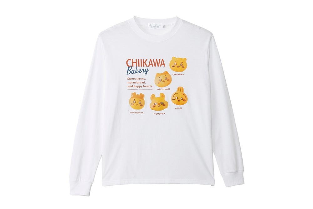 Chiikawa Bakery 2nd Anniversary white long-sleeve T-shirt with the Menu design
