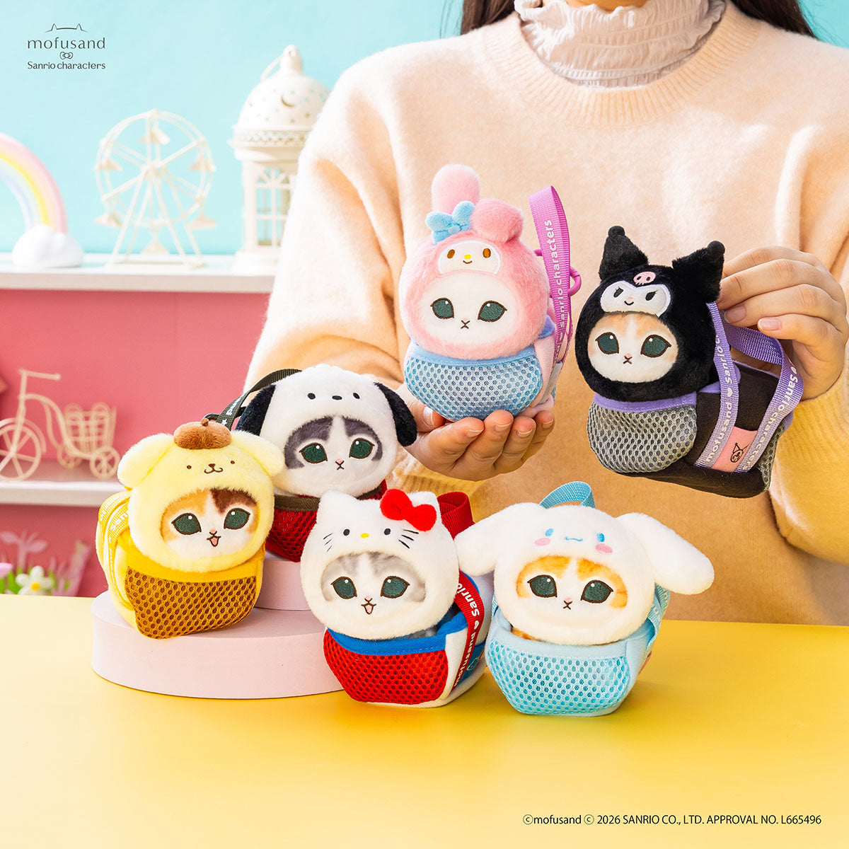 [Pre-order] mofusand × Sanrio Characters Collaboration - Cat mascot in a travel bag - Pochacco