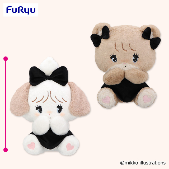 [Pre-order] mikko illustration Black Ribbon Big Plush Toy ~Souffle & Latte~