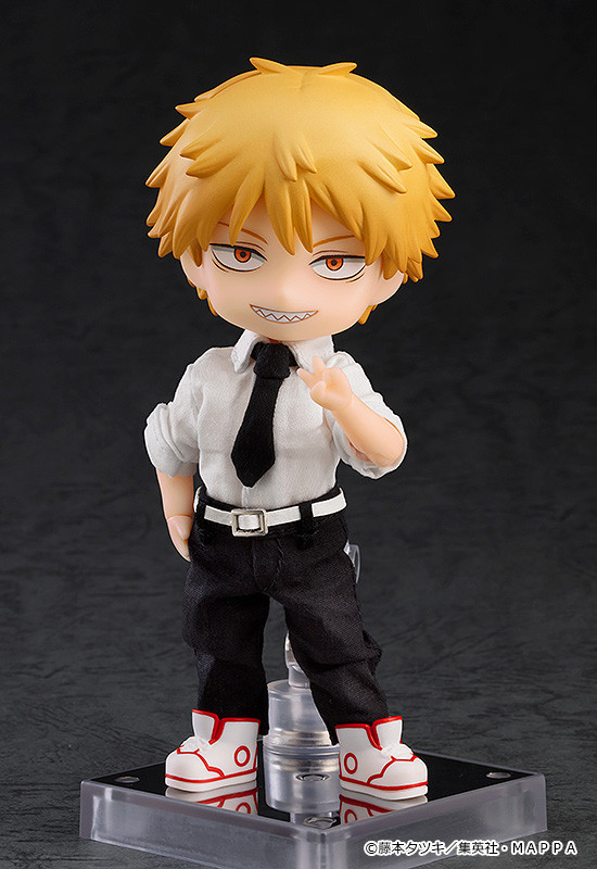 Nendoroid Doll Denji posed on its magnetic display base