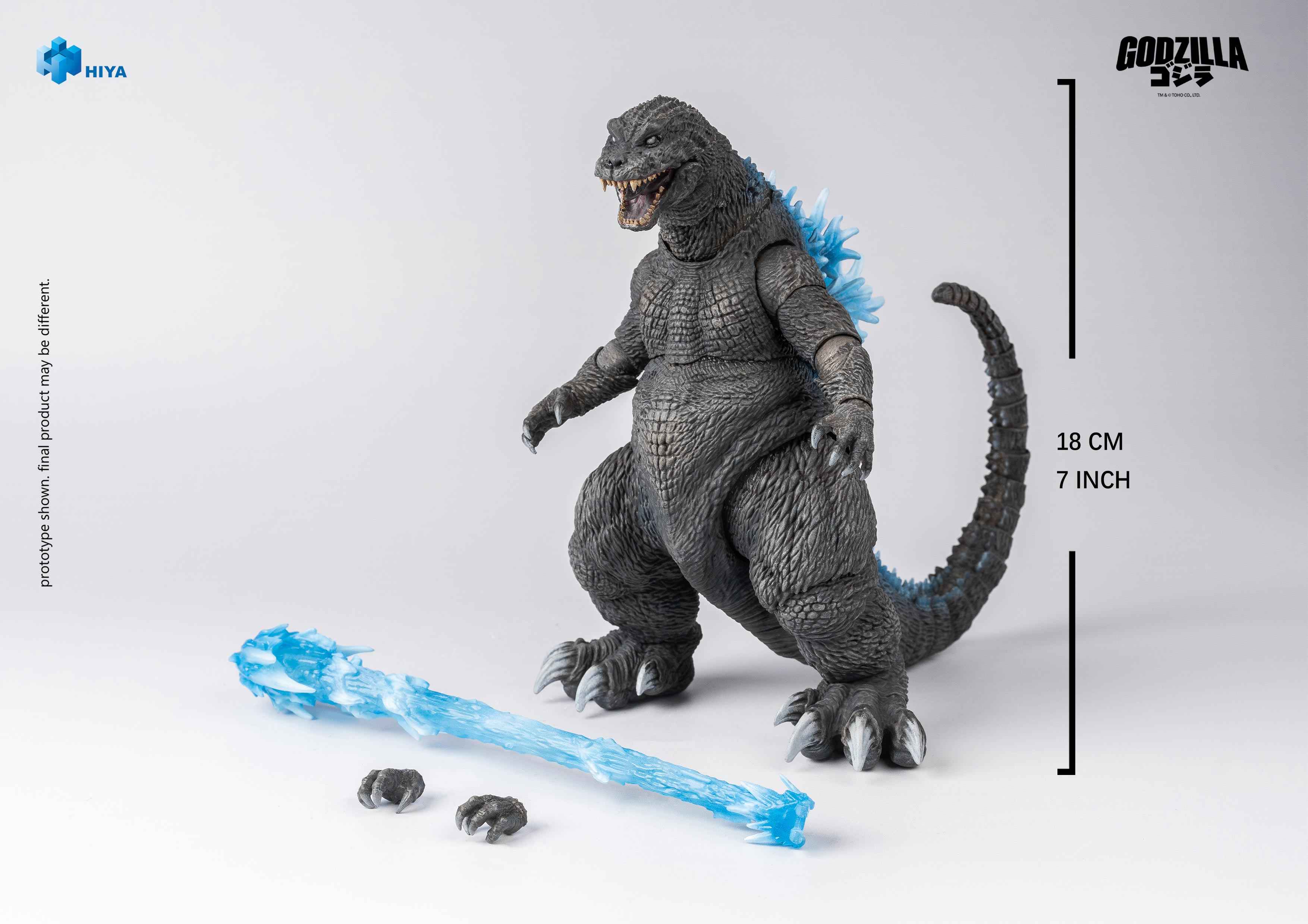 HIYA Exquisite Basic Series Non Scale 7 Inch Original Classic "Godzilla, Mothra and King Ghidorah: Giant Monsters All-Out Attack" (2001) Heat Ray Godzilla Action Figure