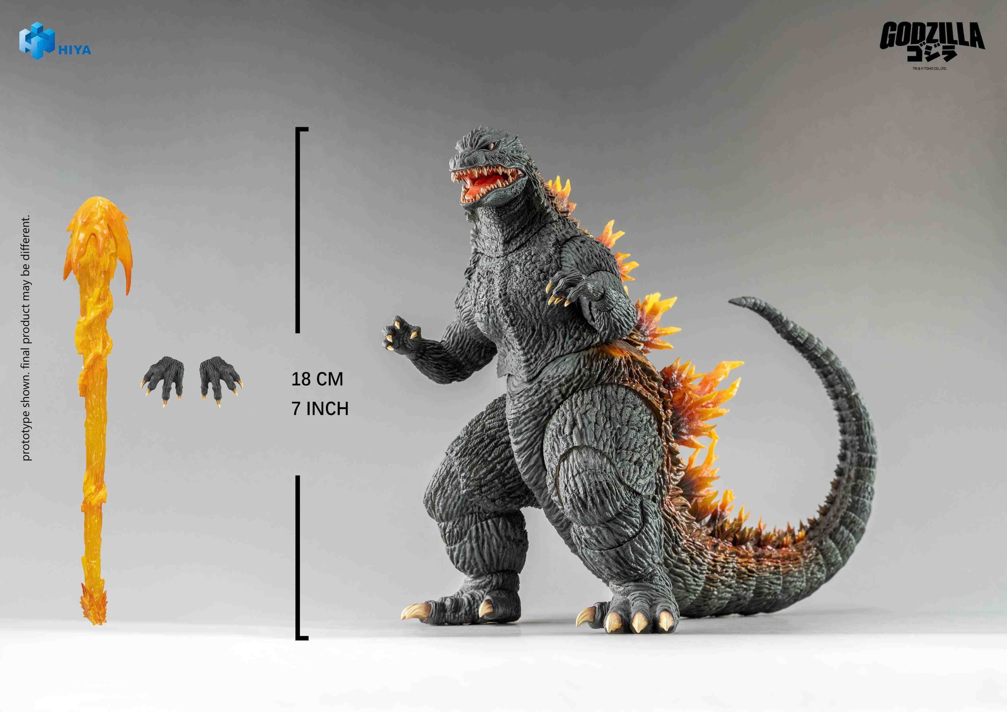 HIYA Exquisite Basic Series Non Scale 7 Inch "Godzilla 2000" Heat Ray Godzilla Action Figure