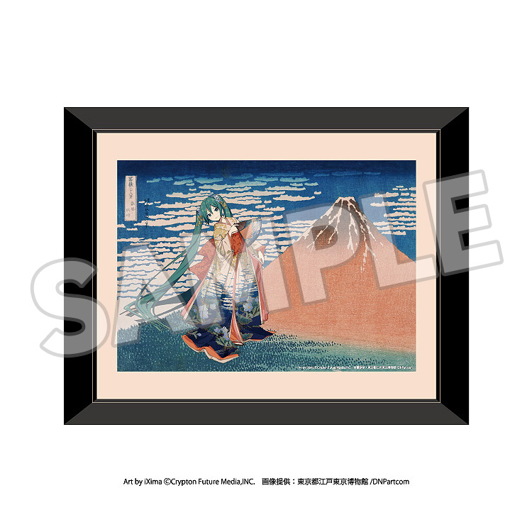 Hokusai Katsushika x Hatsune Miku Replicate Genga Thirty-six Views of Mount Fuji Fine Wind, Clear Morning