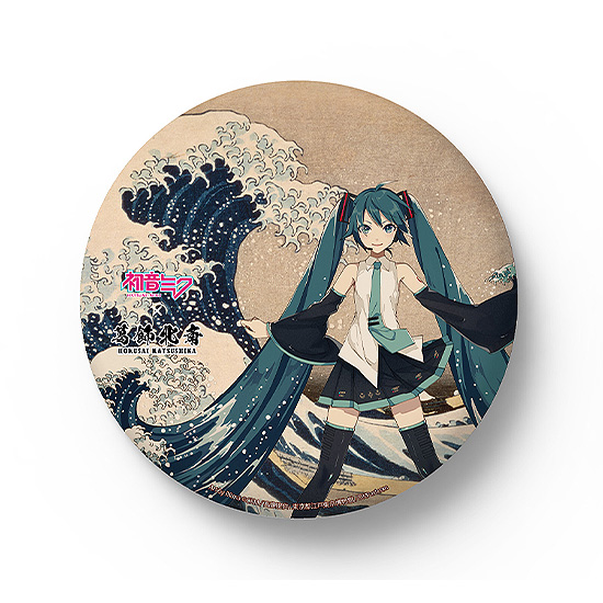 Hatsune Miku x Hokusai Katsushika iXima Large Pinback Button The Great Wave off Kanagawa