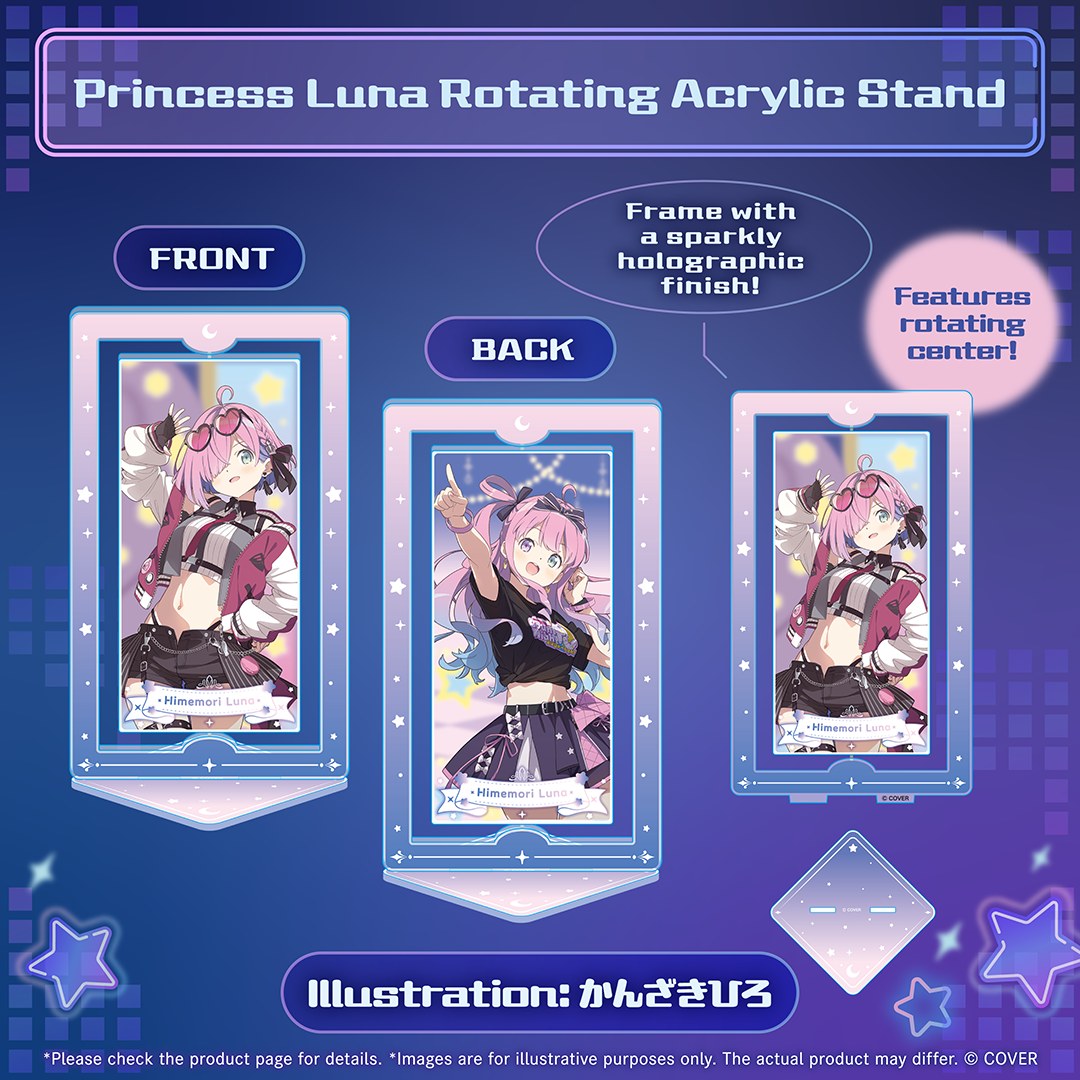 Princess Luna rotating acrylic stand front and back with holographic frame