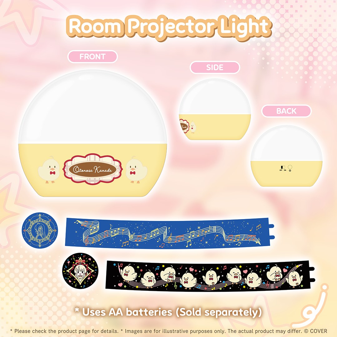 Otonose Kanade Room Projector Light front side and back with projection film strips