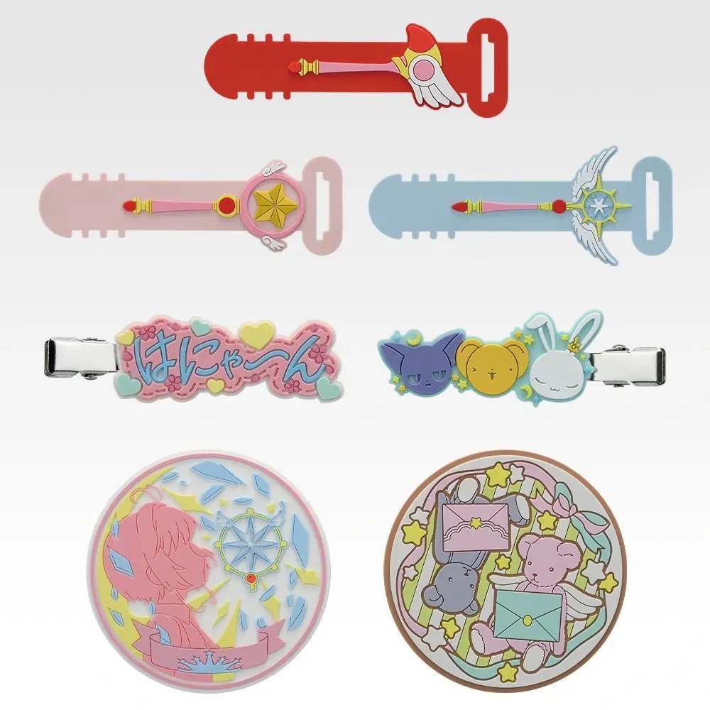 Ichiban Kuji Cardcaptor Sakura G Prize rubber collection with staff cable ties hair clips and coasters
