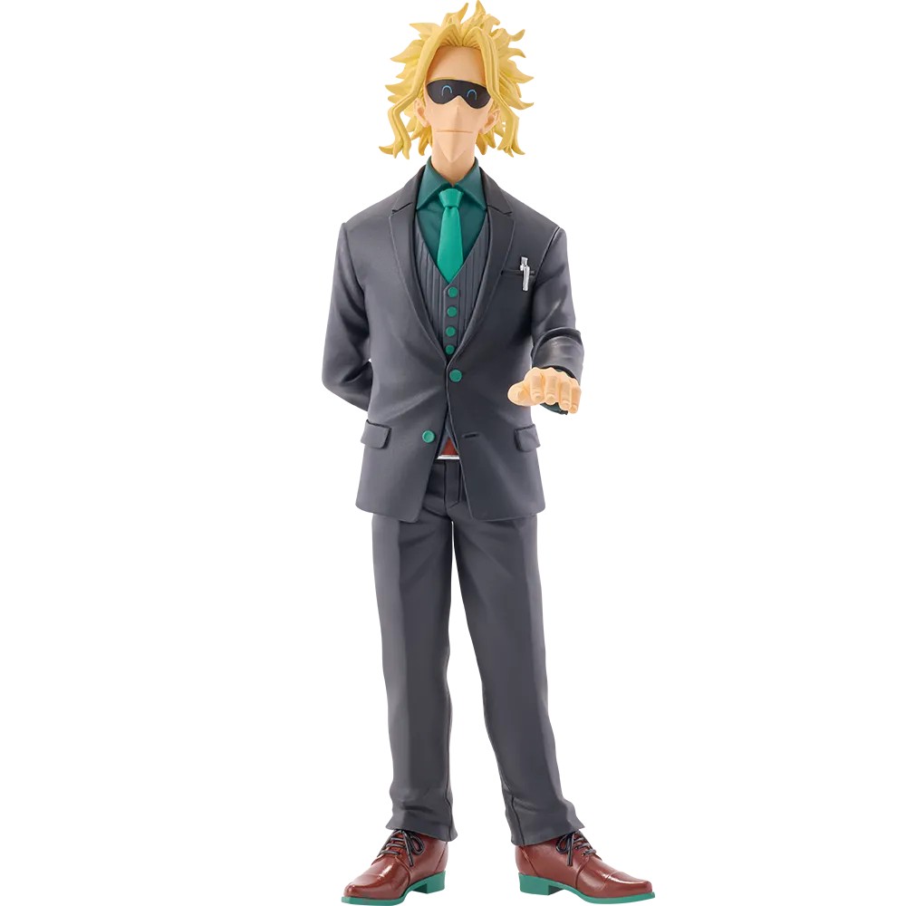 My Hero Academia 10th Anniversary figure of All Might standing in a dark suit and green shirt