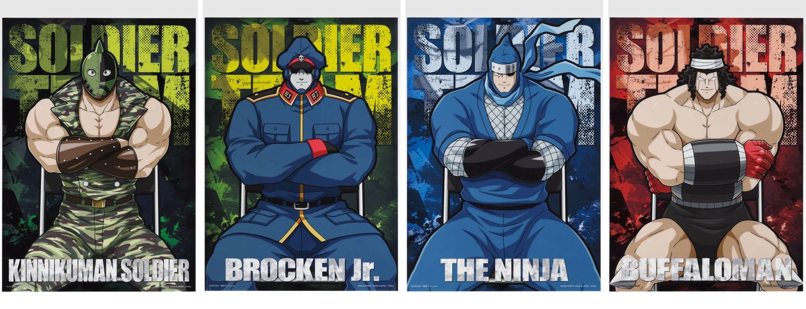 Kinnikuman SOLDIER TEAM A3 clear posters of Kinnikuman Soldier Brocken Jr The Ninja and Buffaloman