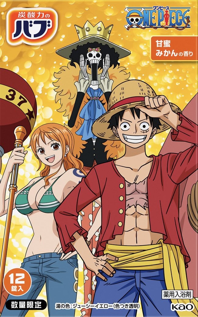 Bab One Piece Honey Mikan bath tablet box with Luffy, Nami and Brook