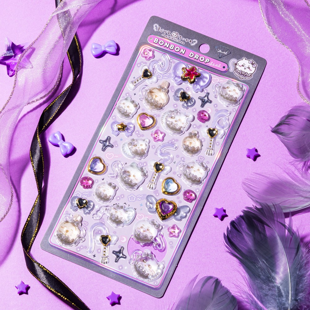 Chiikawa Angel and Devil Bonbon Drop Seal Jewel sheet with purple jewel stickers
