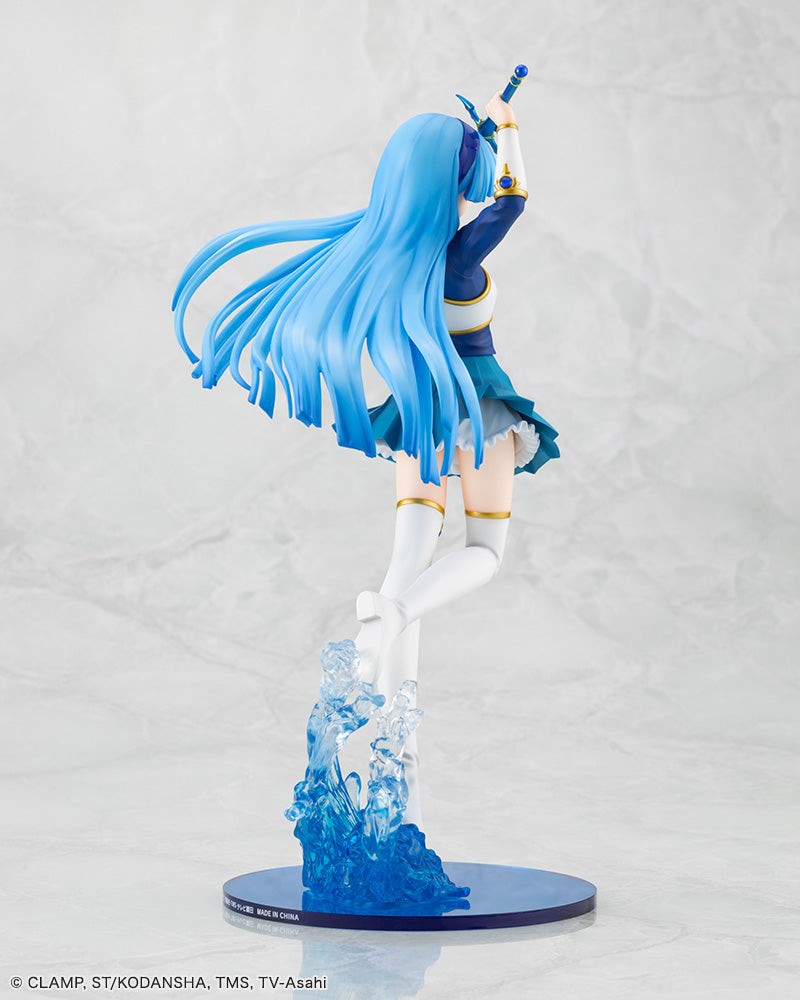 Back view of Kotobukiya Umi Ryuuzaki showing her long blue hair and translucent water base