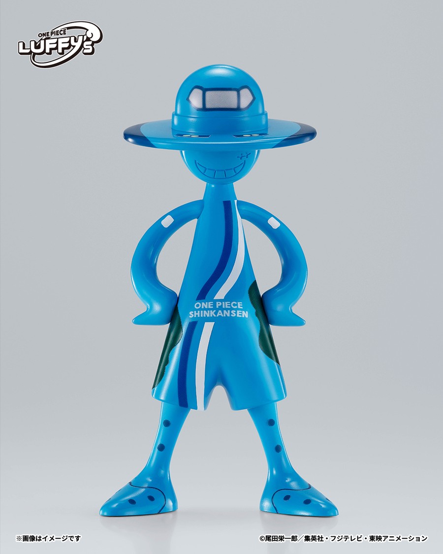 Side view of the LUFFY's Setouchi Blue figure showing the straw hat silhouette