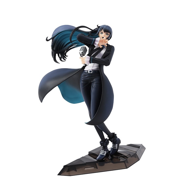 Ado x Oda art visual figure in a long black coat with blue-black hair