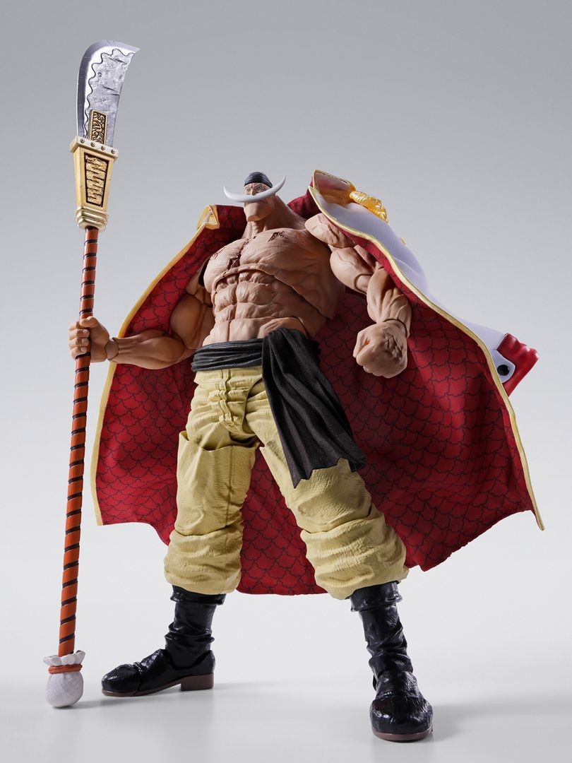 S.H.Figuarts Edward Newgate Whitebeard Marineford action figure standing with his bisento and cape
