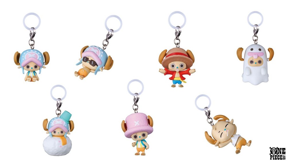 CHOPPER's mejirushi accessory gashapon charms showing Chopper in different outfits