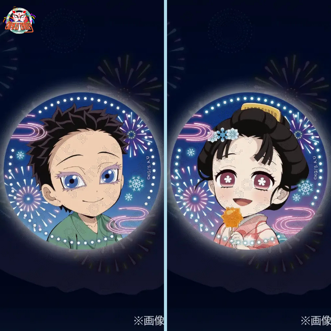 [In stock] "Demon Slayer: Kimetsu no Yaiba" Fireworks Festival 2025 - 57mm hologram badges - Hakuji and Koyuki (set of 2)