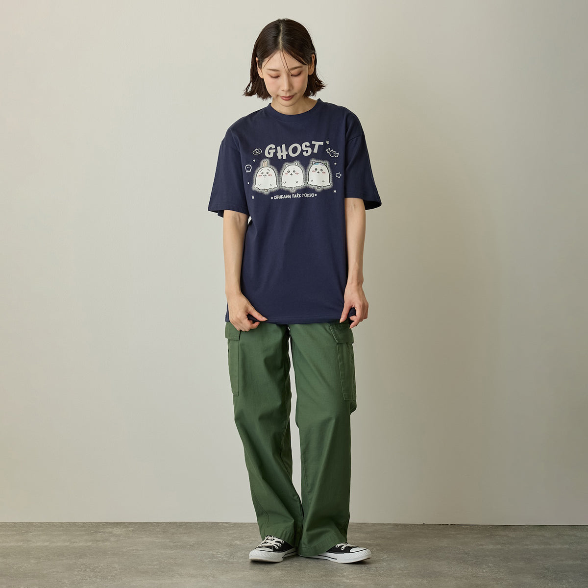 [Pre-order] Chiikawa Chiikawa Park T-shirt Glow-in-the-Dark GHOST Navy