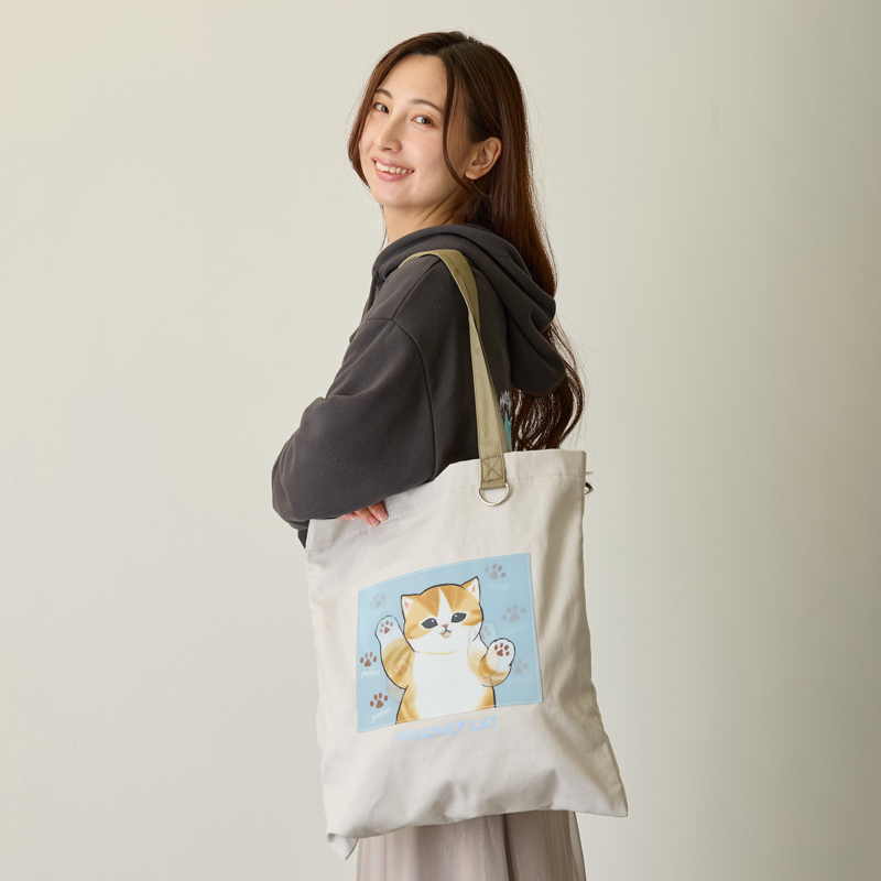 [Pre-order] mofusand Lenticular Tote Bag MISCHIEF CAT (Natural)