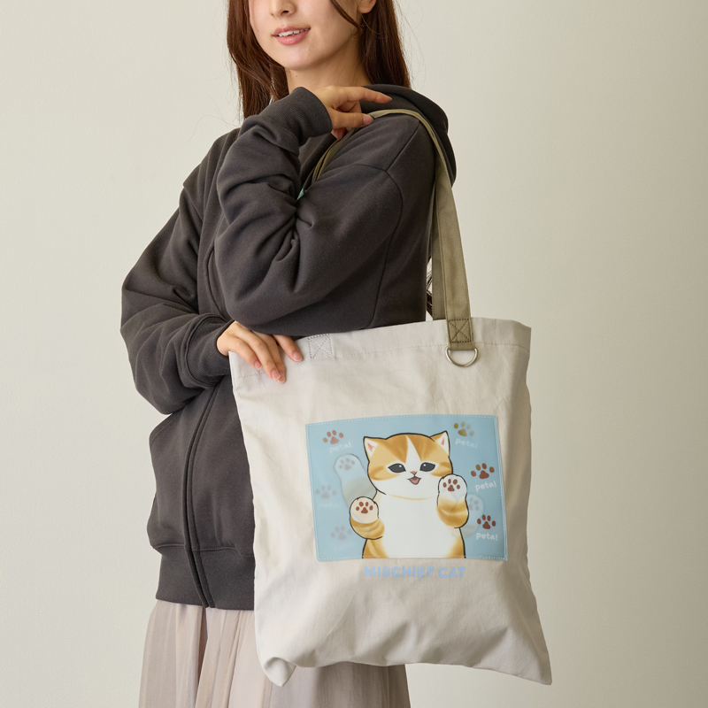 [Pre-order] mofusand Lenticular Tote Bag MISCHIEF CAT (Natural)