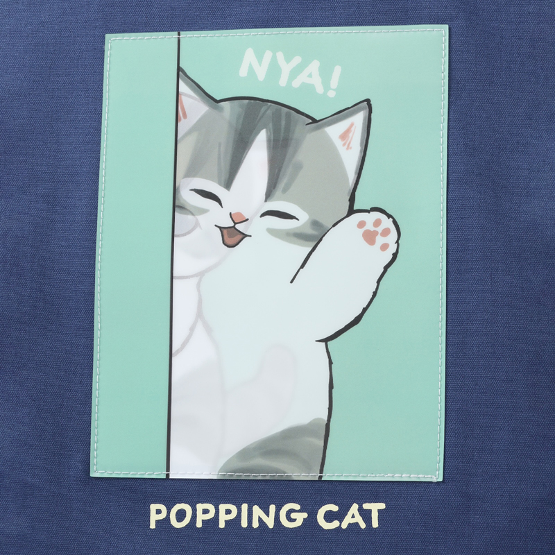 [Pre-order] mofusand Lenticular Tote Bag POPPING CAT (Navy)