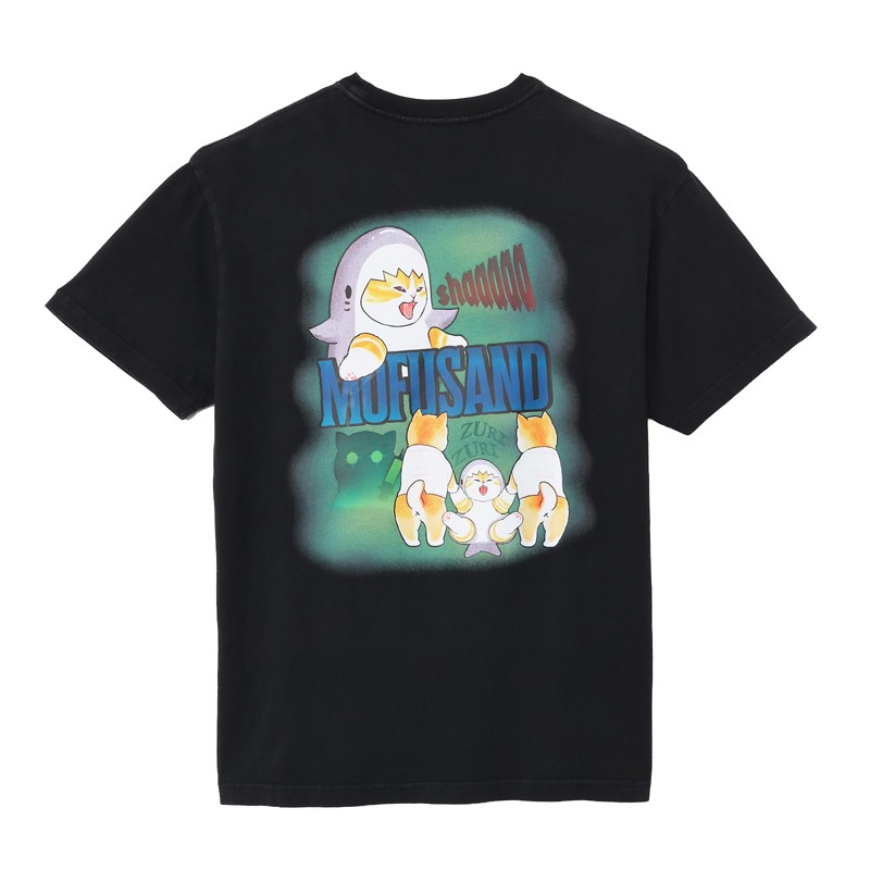 [Pre-order] mofusand T-shirt: Horror Shark Cat (Black)