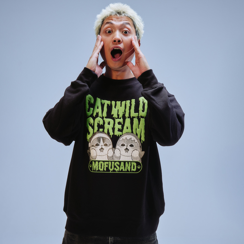 [Pre-order] mofusand Sweatshirt WILD SCREAM (Black)