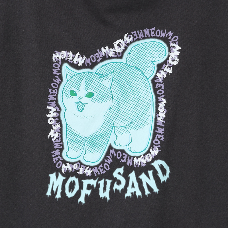 [Pre-order] mofusand Zip-up hoodie MEOWING CATS (charcoal black)
