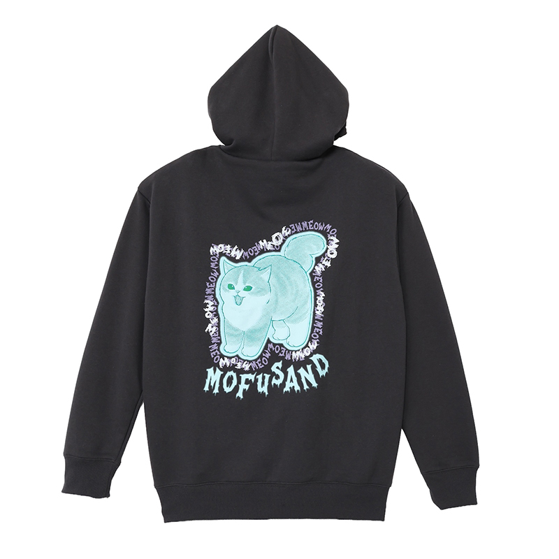 [Pre-order] mofusand Zip-up hoodie MEOWING CATS (charcoal black)
