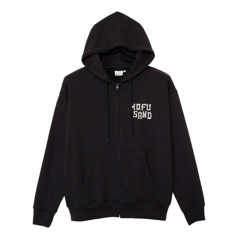[Pre-order] mofusand Zip-up hoodie STARING CAT (Black)